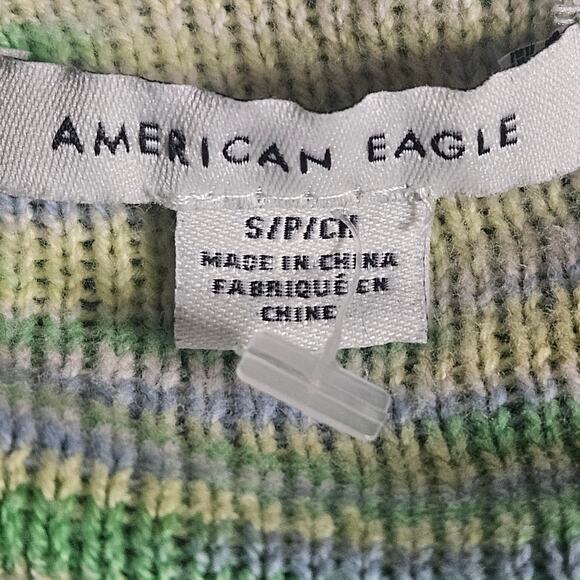 Green Knit Long Sleeve Cotton Blend Crop Top Size Small - Picture 3 of 4